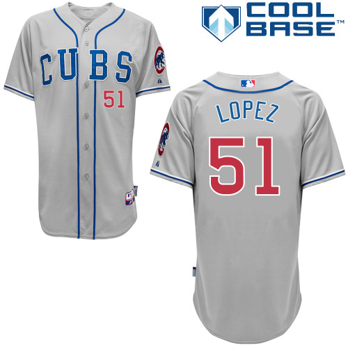 Rafael Lopez #51 MLB Jersey-Chicago Cubs Men's Authentic 2014 Road Gray Cool Base Baseball Jersey